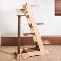 그린웨일 그린웨일 B7 원목 고양이 캣폴 캣타워, 아이보리 카펫_일반 기둥(홀 미작업)