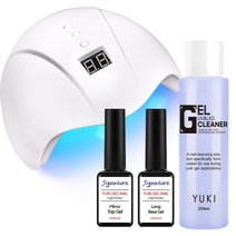 유키 미러탑젤7g+롱베이스젤7g+젤클리너250ml+스마트36W 젤램프 투명 젤네일 세트, 미러탑젤7g+롱베이스젤7g+젤클리너250ml+스마트램프