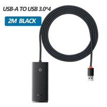 USB C 허브 Baseus-Lite 시리즈 4 포트 어댑터 맥북 프로 아이패드 도킹 스테이션 3.0 분배기 어댑터, USB A HUB 2m Black