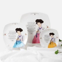 키밍 / 신윤복 미인도 전통기법 도자기 사각접시 홈 식기세, 본품