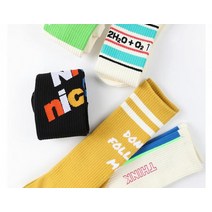 테니스양말 프레피룩 패션롱삭스 필테양말 테니스니삭스 1+1 니삭스 요가양말 메세지 5종택2