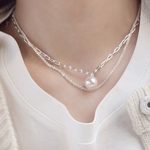 [다이앤 ] 진주 사각체인목걸이 - 스와로브스키진주