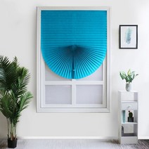 제이즈커튼 Self Adhesive Blinds Windows Semi Shading Sun Curtains Bathroom Living Room Balcony, [05] Blue