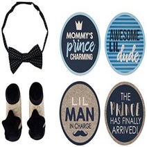 Rising Star Baby Boys Milestone Photo Prop Stickers Bow-tie and Booties Gift Set blue 0-12M, 1