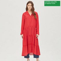베네통 컬러 도트 티어드 원피스 BAOP03111 RD