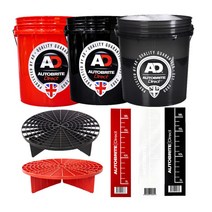 오토브라이트 다이렉트 AD 워시버킷 세차버킷 세차바스켓 다용도물통 18리터 그릿가드 눈금 스티커, 18리터 버킷 투명 블랙(단품)