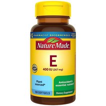 메딕몰 Nature Made 비타민 E 267 mg (400 IU) D-알파 항산화 지원을 위한 건강 보조 식품 100 소프트젤 100일 분량, 100개 (1팩), 무향