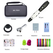 3d penNew High quality 3D Pen PLA Filament Printing Support ABS and 1.75mm Kids Diy Drawing With LCD, 04 White add 36m PLA_02 US