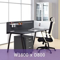 한성 토파스 수입 슈팅책상 1800 가림판무 D800 블랙다리 사무실 사무용책상, 화이트