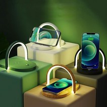 리노앤코 LED 무드등 15W 무선 충전기, 블랙, 1개