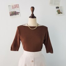 상상그이상 여성용 국내제작 5부 입술넥 니트 여성스러운 보트넥 디자인 여리여리핏 5부소매 촉감좋은 14컬러 사계절 베이직니트