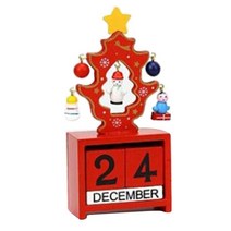 Kitchen Timer Mechanical Wind up Calendar Santa Home Wooden Handmade Permanent Retro Desk Decoration, 6D