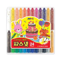 아모스 파스넷 크레파스 24색세트 색칠 발색력, 단품