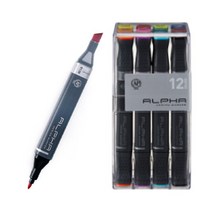 [알파] [색채] 디자인 마카 세트 12색 A, 옵션없음:[6075290]옵션없음