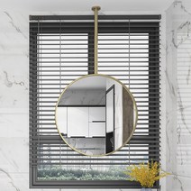 수입 철제 골드 천장 원형 거울 호텔 인테리어 특이한 거울, 블랙 지름70/양면/로드길이 60cm