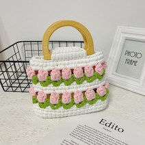 튤립 DIY 파우치 핸드폰 가방 뜨기 패키지 뜨개질, 파우더+아크릴핸드+공구+튜토리얼