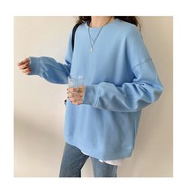 오르네트 여성 루즈핏 박시 무지 맨투맨 여자 티