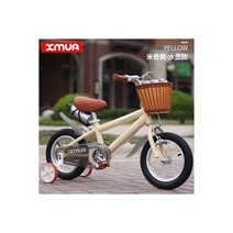 빈티지 자전거 레트로 영국 스타일 12/14/16/18 인치 2- 학생용 바구니 포함, 노란색_12인치