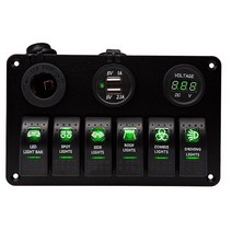 자동차스위치 범용 자동차 스위치 패널 12V 전압계 듀얼 USB 액세서리 해양 보트 캐러밴 RV 전기 디지털 디, 06 6Gang Green
