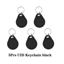 NFC 복사 RFID 액세스 제어 배지 NFC 스마트 칩 0 블록 재기록 가능 키 Fob 13.56MHZ 1K 태그 피스, 02 5PCS-UIDK-Black