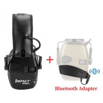 야외 스포츠 소음 방지 충격 소리 증폭 전술 사냥 청력 보호 헤드셋 사격 귀마개, [12] Black add Adapter