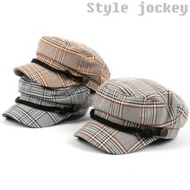 스타일쟈키 레트로 체크 마도로스 모자
