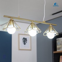 글라스 투명 로사 3등 펜던트 조명 E26 유리 식탁등 레트로 엔틱 스테인글라스