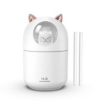 USB 가습기 휴대용 LED 조명 귀여운 고양이 모양, 하얀색