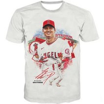 MLB 오타니 쇼헤이 T셔츠 Angels 엔젤스 베이스볼 반소매 화이트 ANGELS STADIUM 여름용 얇은 메이저 리그 야구 맨즈 일본 사이즈