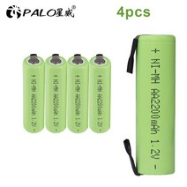 견고한 PALO 1.2V AA 충전식 배터리 2200mah NI-MH 셀 그린 쉘 필립스 전기 면도기 칫솔용 용접 탭 포함, 02 4PCS AA