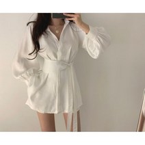 블루 하늘색 기본 남방 셔츠 고급 블라우스 프로모션 여성 긴 소매 허리 슬리밍 아름다운
