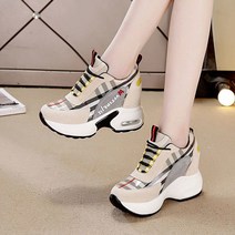 통굽 키높이 스니커즈 여성 운동화 봄 메쉬 캐주얼 신발 여성 플랫폼 힐 웨지 높이 증가