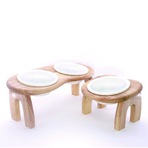 루나무 강아지 밥그릇 고양이 도자기 수반 세라믹 애견 식기 높이, 2구(도자기 2개 포함), 15cm