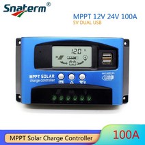 태양광 충전 컨트롤러 MPPT 30A 40A 50A 60A 100A 12V/24V 전지 패널 배터리 레귤레이터 듀얼 USB 5V2A 가, 05 100A_01 12V 24VAUTO