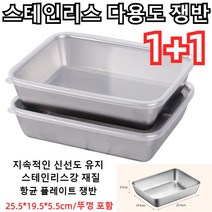 1+1 다기능 스테인레스강 일본식 쟁반 음식 보관용기 향균 냉장고 정리 밀폐용기 세트, 스테인리스 스틸 다용도 쟁반 *10, 25.5*19.5*5.5cm