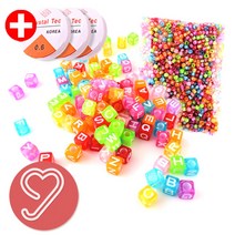 비즈 구슬 비즈공예 구슬꿰기 대용량 (스판낚시줄+3개) 시드비즈 팔찌만들기 60종, 대용량 투명 알파벳구슬(8mm)