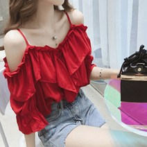 러플 오프숄더블라우스 여자 여름 프릴블라우스 오프숄더티셔츠