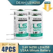 PLC CNC 수량계 건식 기본 배터리 LS 14250 LS14250 1/2 AA 1/2AA 3.6V 1200mAh 핀 포함 4 피스