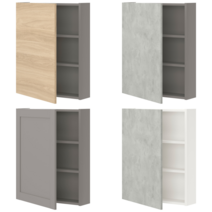 이케아 욕실 벽수납장 ENHET 엔헤트 벽수납장 + 선반2/도어 그레이/콘크리트 효과 60x17x75 cm