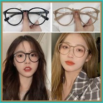 동그란 안경 타원형 얼굴 동양인 유광 패션 글라스 남자 여자 커플 남여 공용 도수없는