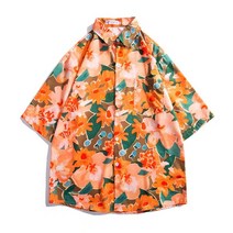 M-3XL 남성용 하와이안 여름 반팔 휴가 스타일 캐주얼 비치 셔츠 3318