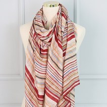 앙상블 줄무늬 빅사이즈 면나염 스카프