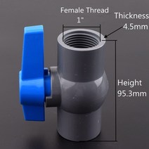1pc 회색 pvc 122quot 여성 스레드 볼 밸브 정원 농업 관개 물 공급 수족관 물 파이프 커넥터 피팅, 1개, 여성 1인치, 1pc+Female 1inch