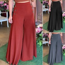 S-5XL 여성 캐주얼 탄성 허리 솔리드 컬러 우아한 롱 바지 와이드 레그 루즈 팬츠 드레스 바지 긴바지