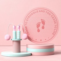 tpe 요가 매트 실내 무음 미끄럼 방지 충격 완화 두꺼운 원형 헬스 댄스 스포츠 줄넘기 매트, 줄넘기 세트 핑크발 모델 + 핑크 퍼플 줄넘기, 20mm(초보자)