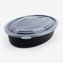 더팩컴퍼니 BW 사출타원형 찜용기 검정 소 중 대 100개