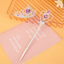 공주 왕관 큐빅 생일 머리띠 생일파티 보석 티아라 파티 요술봉, 핑크요술봉