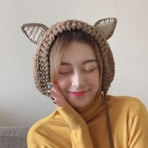 기타 큐티 니트 귀도리(브라운), 상세페이지 참조
