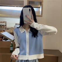 카라넥 이너니트 여성 디자인감각 봄가을 얇은 스웨터 코트 외 가디건 숏 상의 트렌드 4095482004
