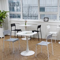 [더조아] 유니 화이트 원형/사각 식탁 테이블 600 800 1000 사이즈 2인용 4인용, 유니테이블 600 사각